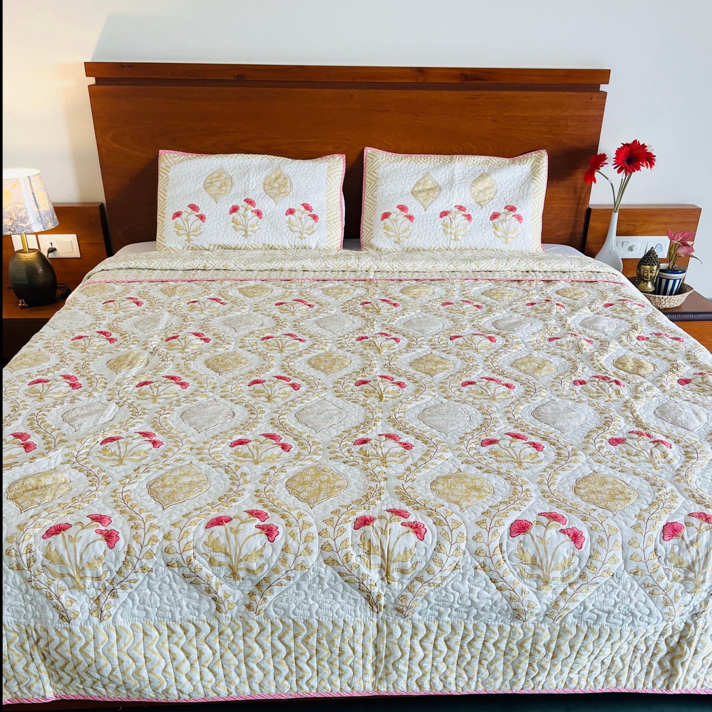 Gulabo Jaal Reversible Quilted Bedcover