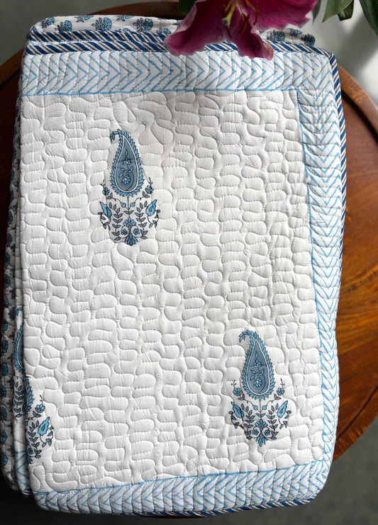Blue Haze Reversible Quilted Bedcover