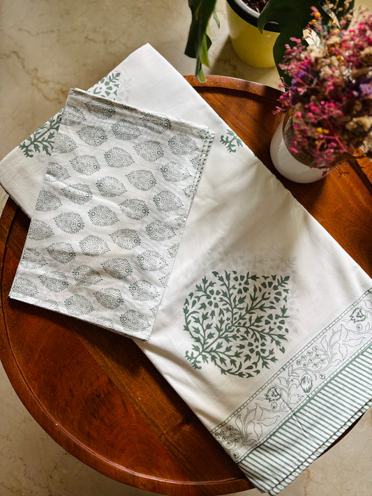Gulmohar Green Booti Bedsheet