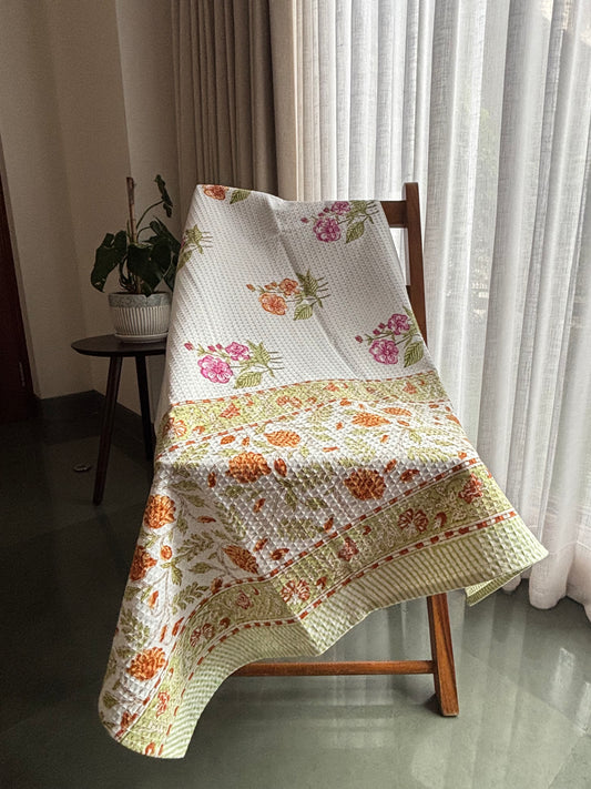 Pink and Yellow Rosy Bath Towel