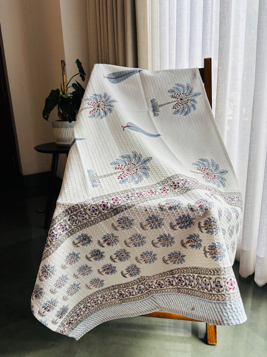 Teal Blue Spring Blossom Bath Towel