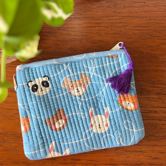 Multipurpose Flat Pouch - Blue Teddy Kids