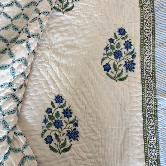 Blue nazrana Reversible Single Bed Cotton Quilt
