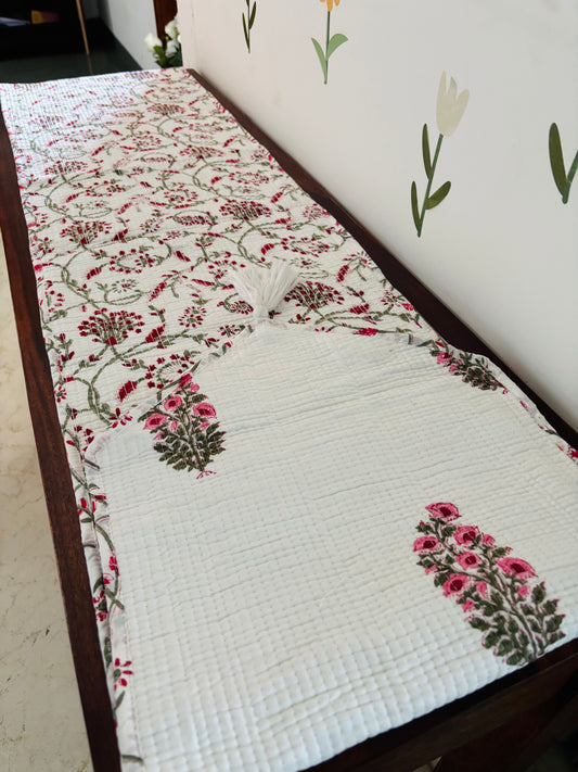 Pink Petunia Quilted & Reversible Table Runner