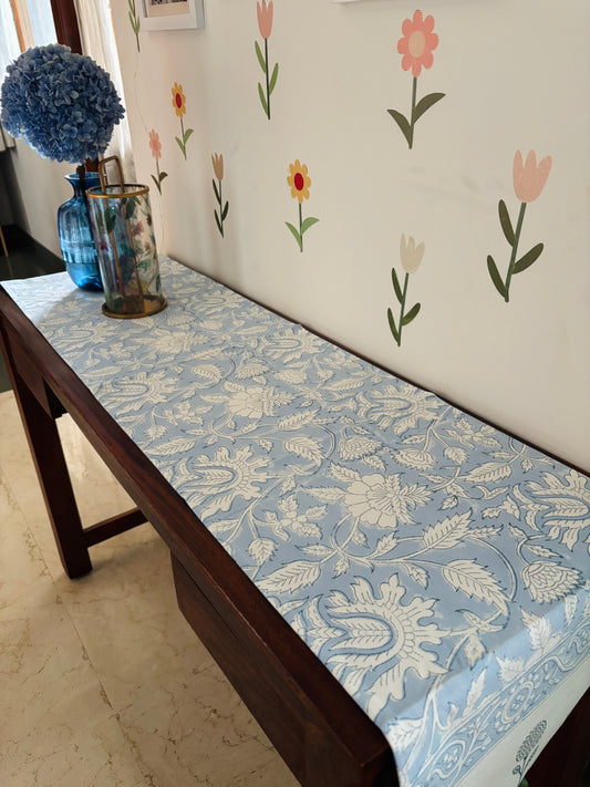 Sky blue floral Table Runner