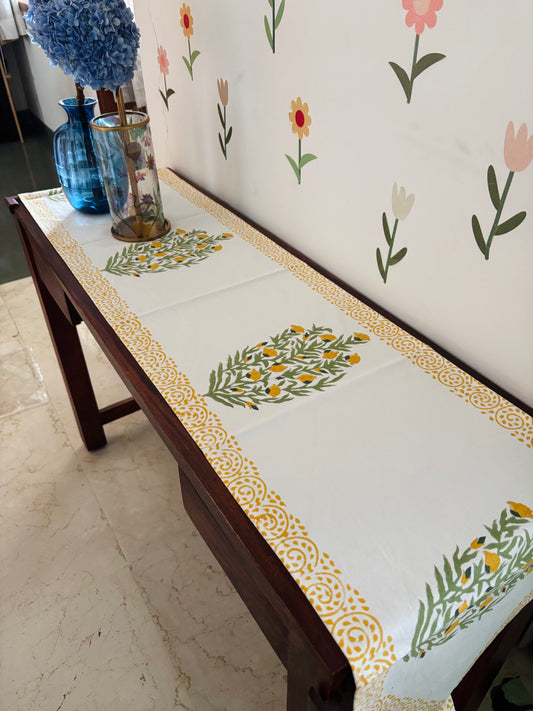Yellow green motif Table Runner