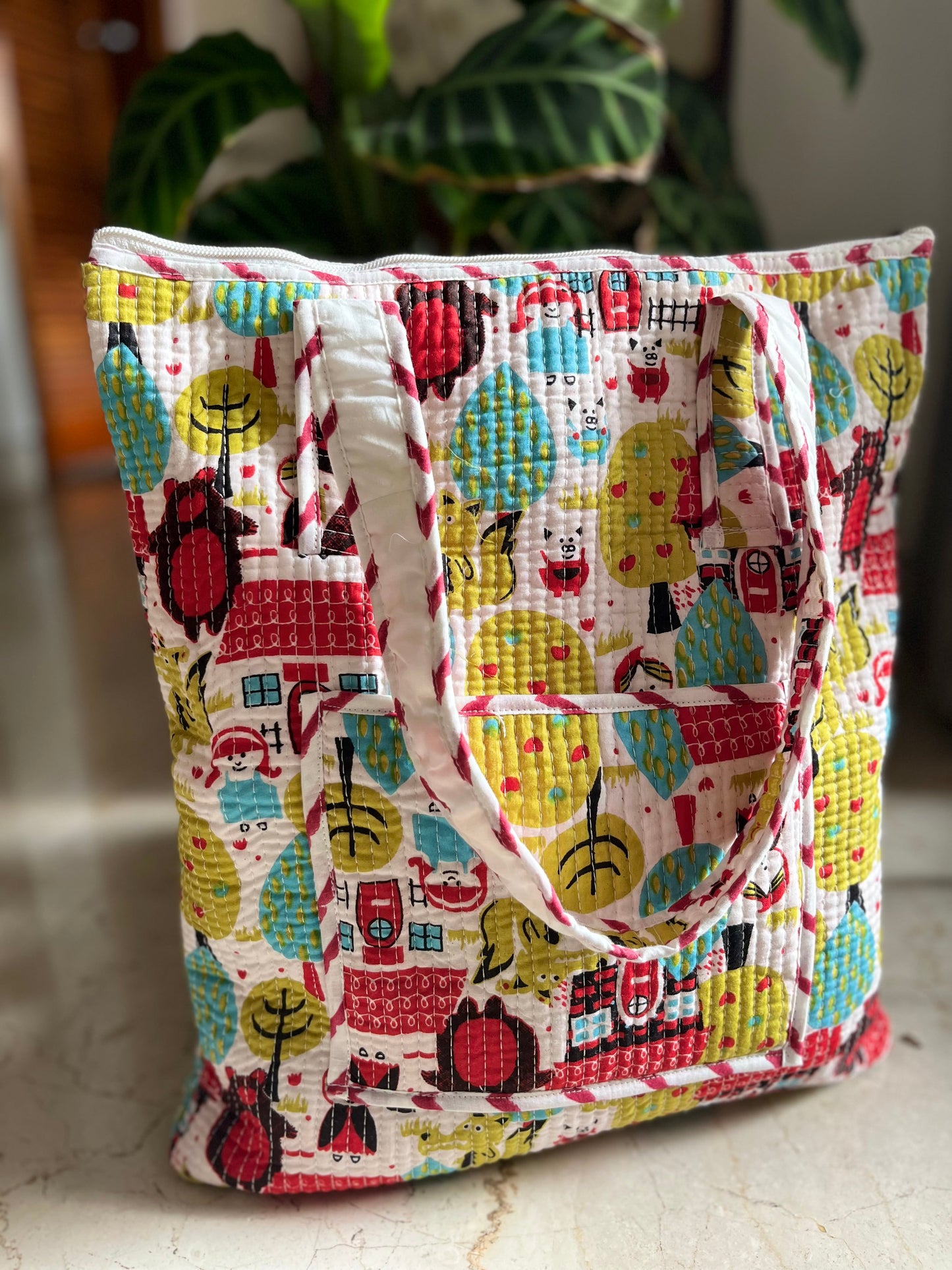 Multicolour Handblock Printed Tote Bag