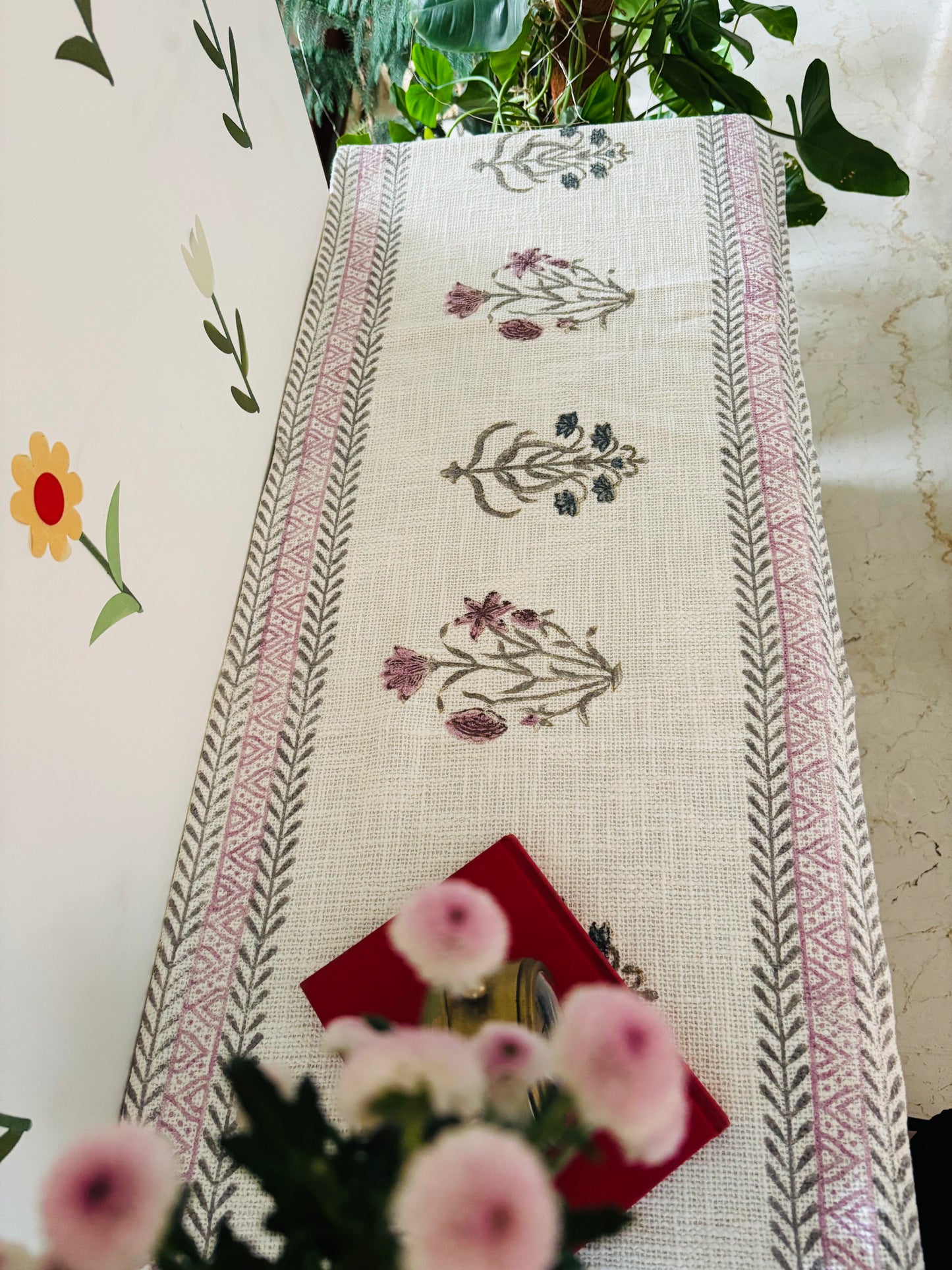 Pretty in Pink Linen Table Runner