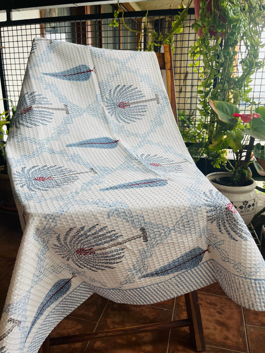 Cypress leaf Blue Bath Towel