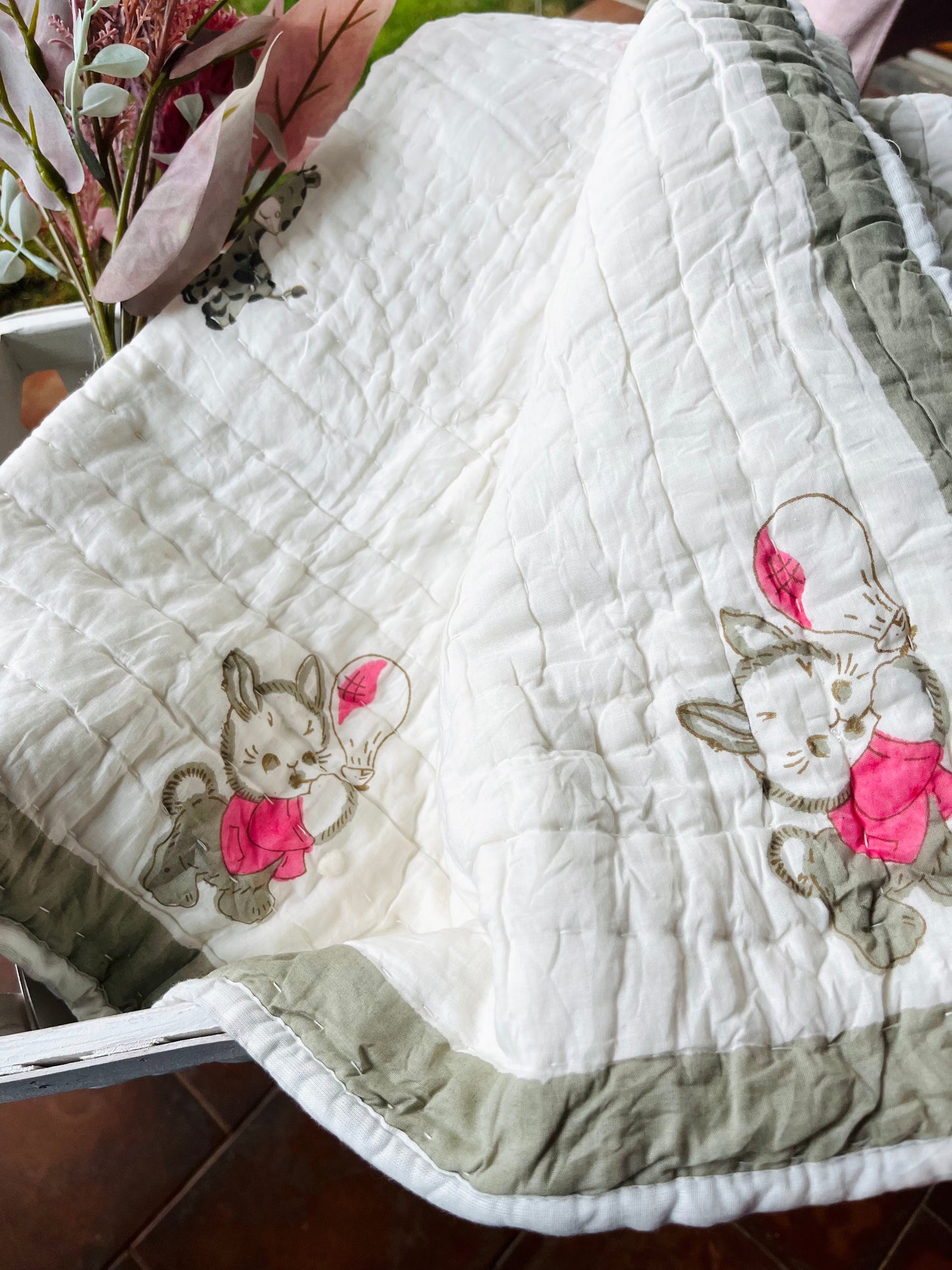 Meow Cat Muslin Baby Quilt