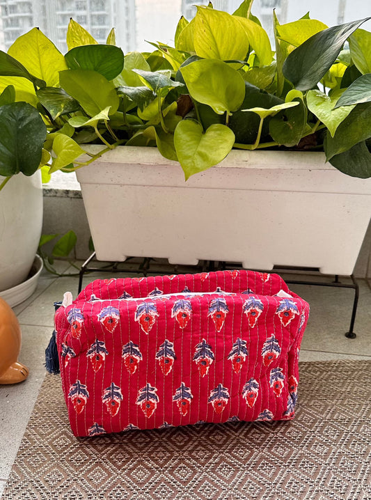 Multipurpose pouch - Bright Red print