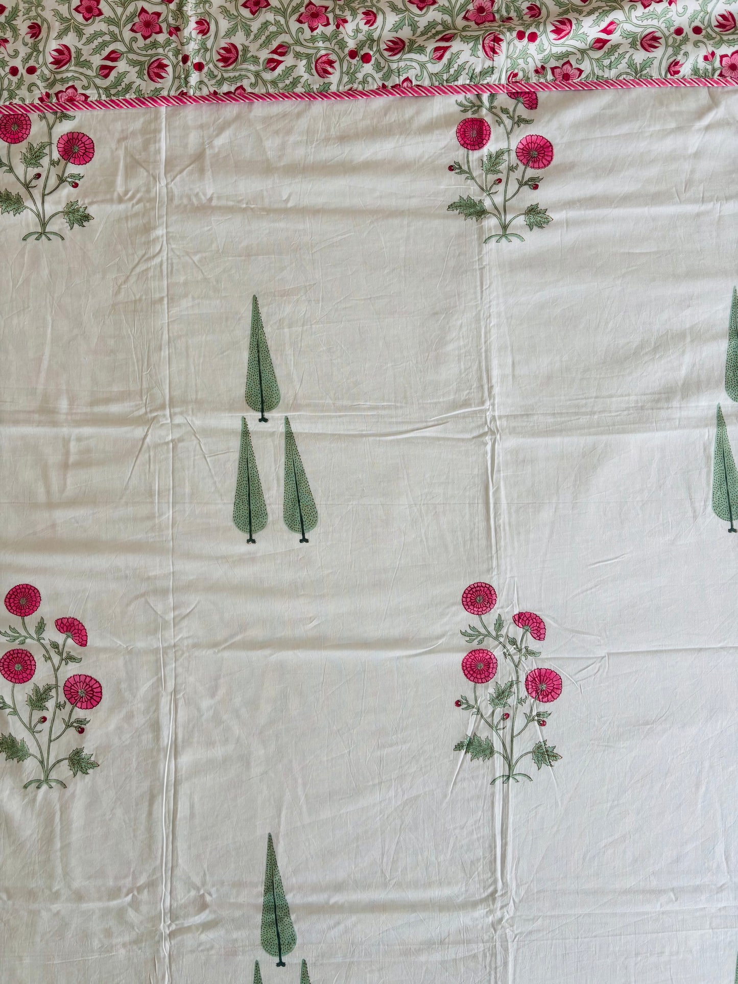 Gulabi Phool Reversible Hand Block Printed Cotton Dohar — Single Bed