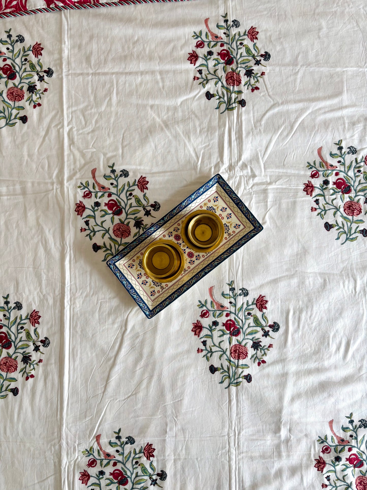 Anaar Motif Reversible Hand Block Printed Cotton Dohar — Single Bed