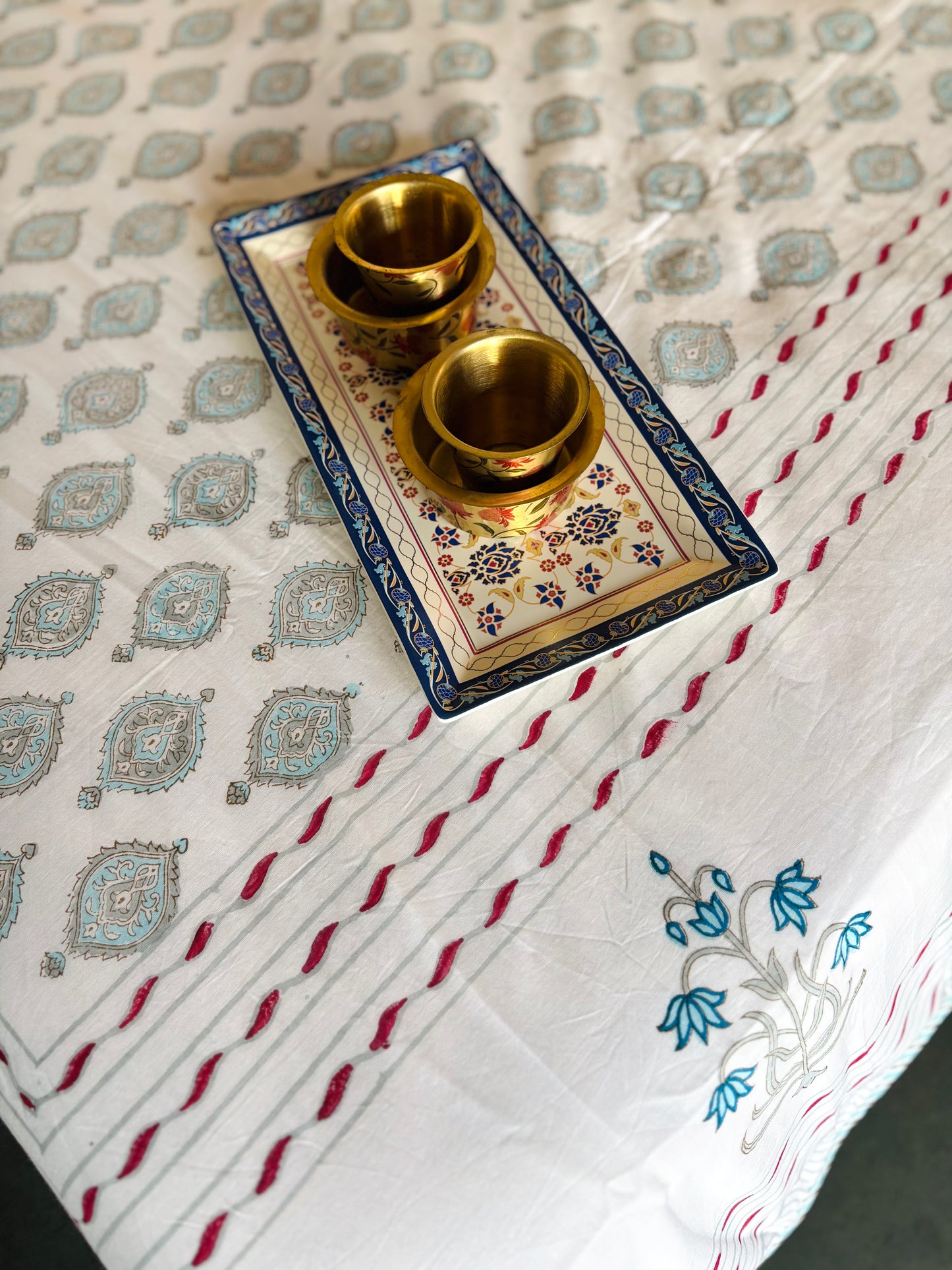 Royal Motif Reversible Hand Block Printed Cotton Dohar — King Size