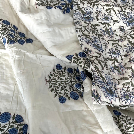 Blue Beauty Reversible Cotton King Sized Quilt