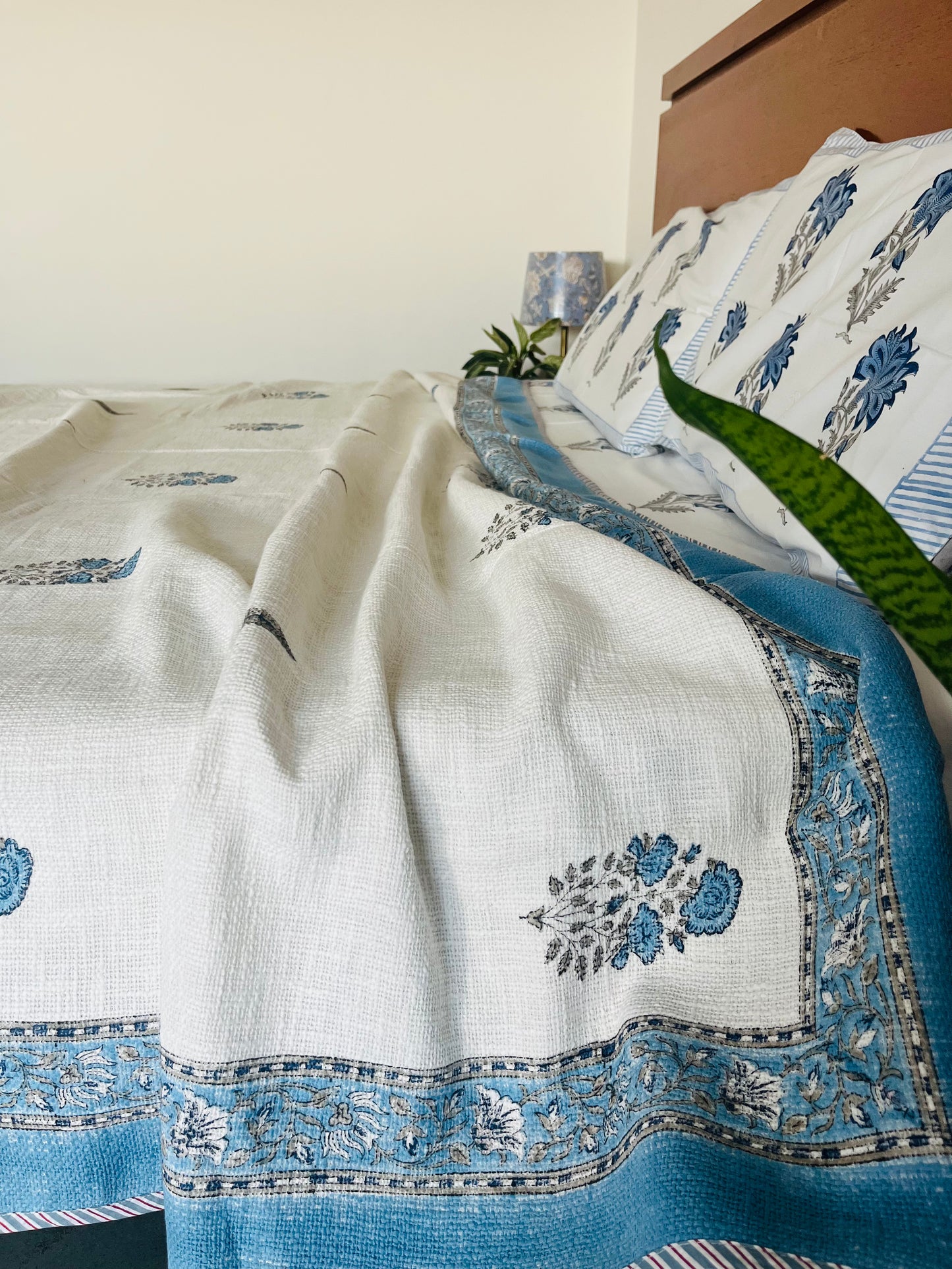 Ocean Blue Jute Bedcover