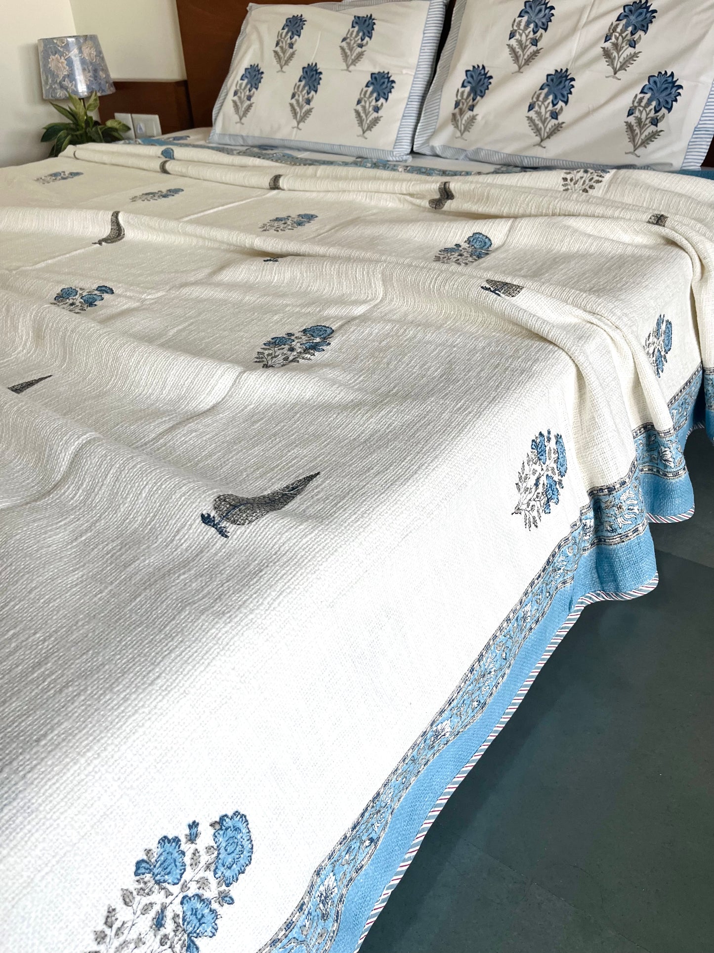 Ocean Blue Jute Bedcover