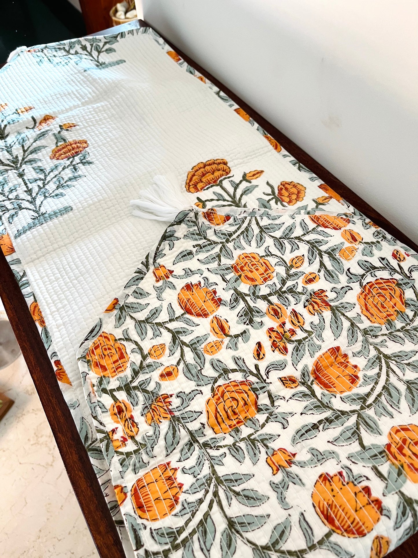 Yellow Daisy Quilted & Reversible Table Runner