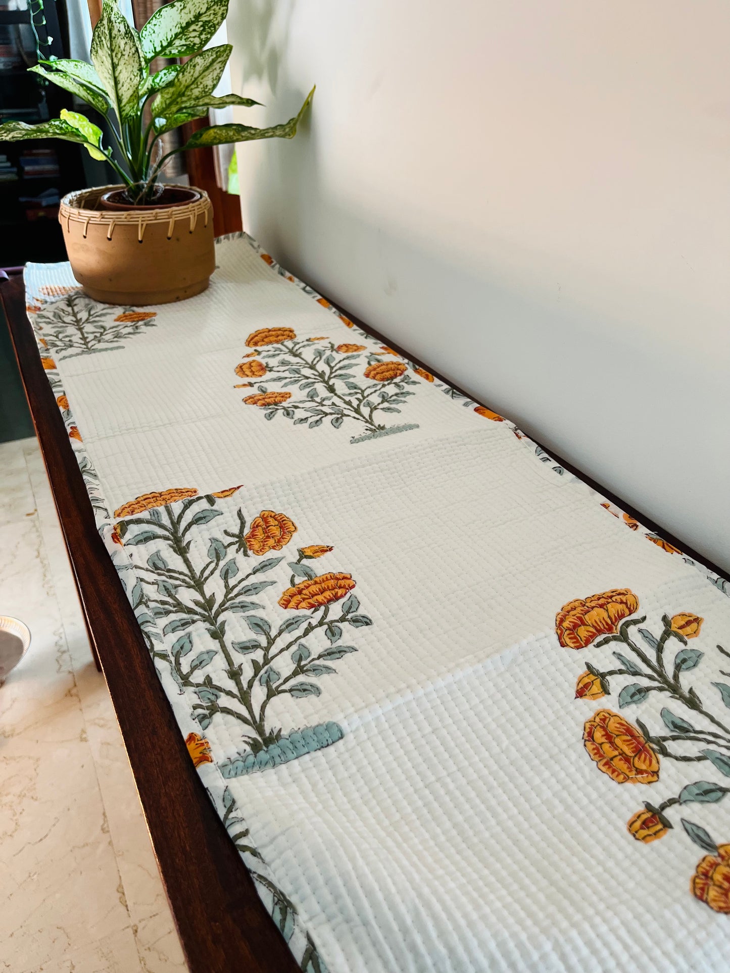 Yellow Daisy Quilted & Reversible Table Runner