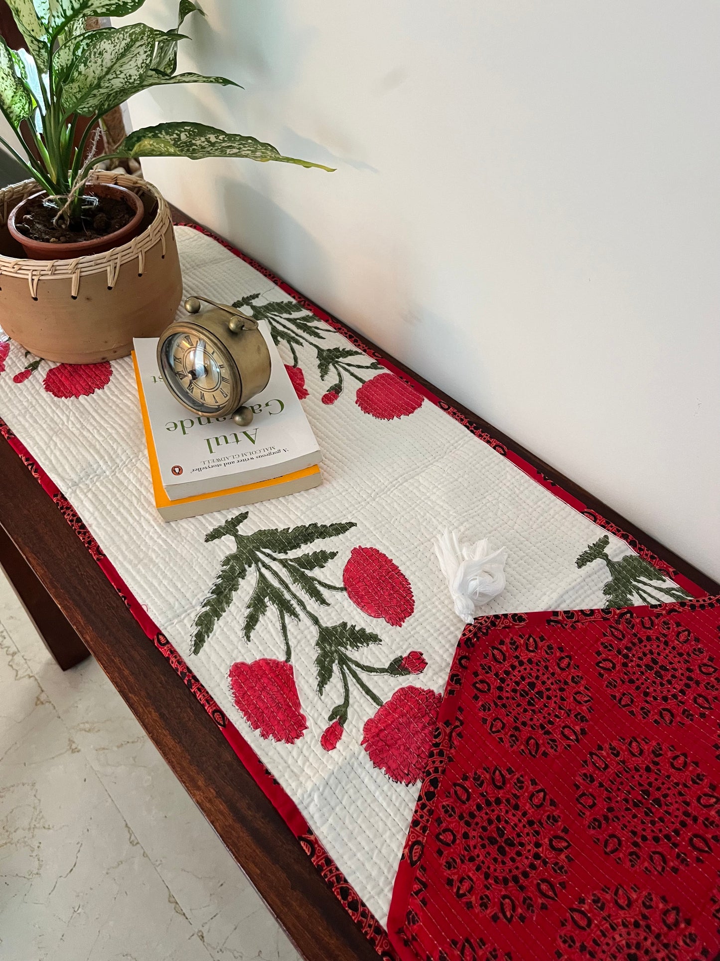 Red Poppy Quilted & Reversible Table Runner