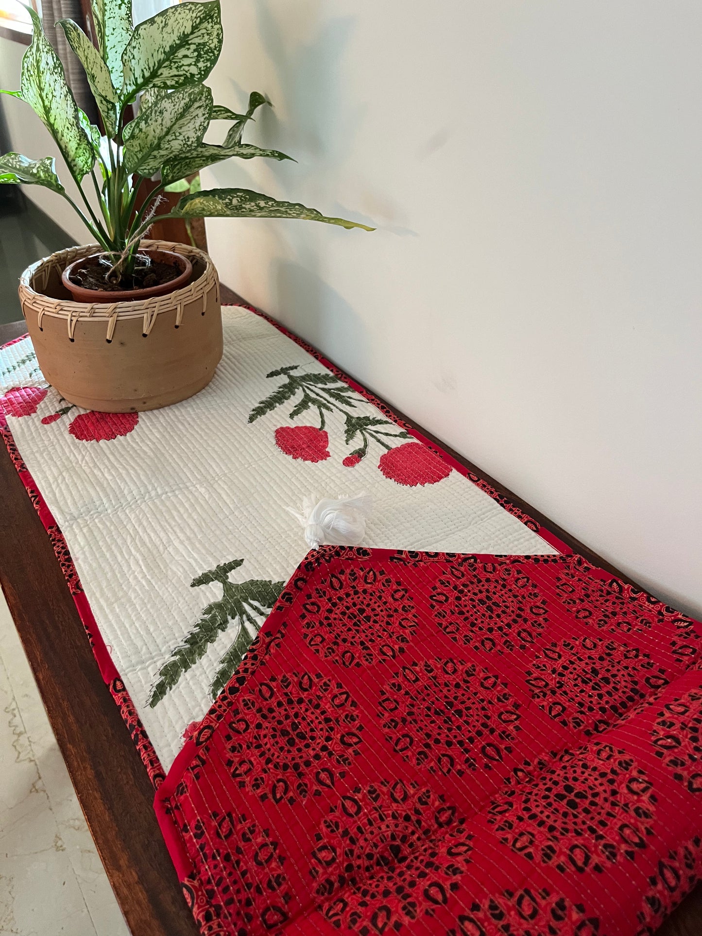 Red Poppy Quilted & Reversible Table Runner