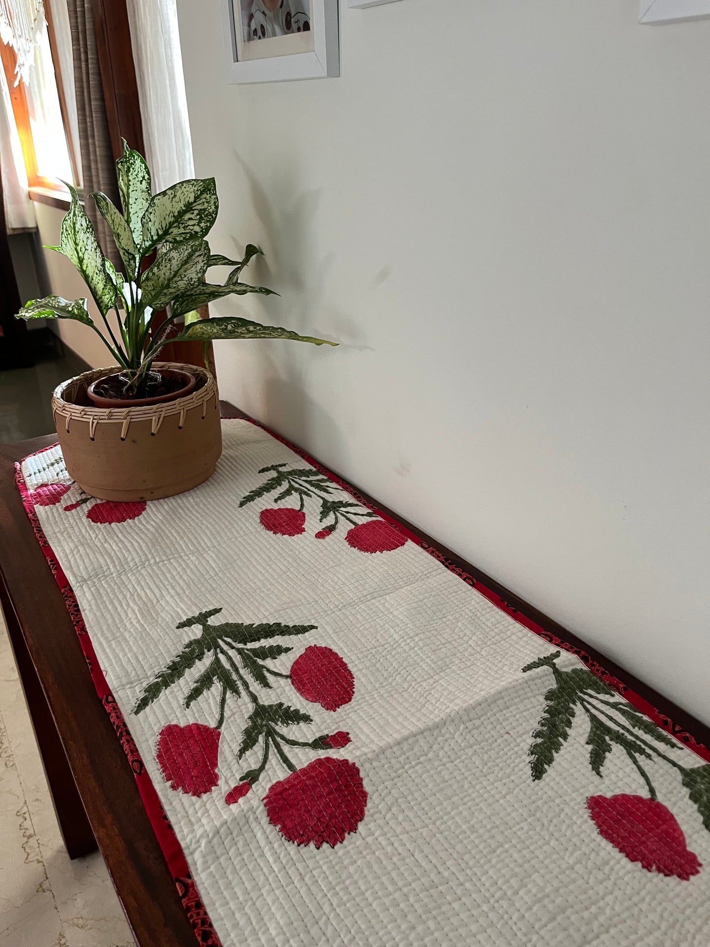 Red Poppy Quilted & Reversible Table Runner