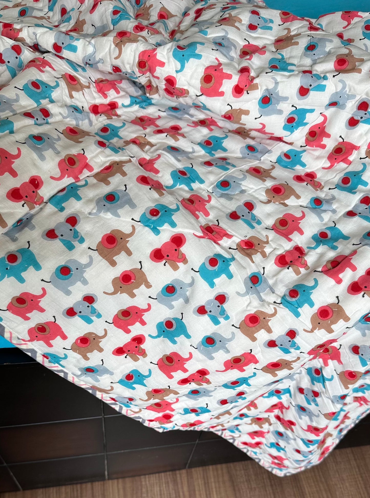 Tooni Elephant Muslin Baby Quilt