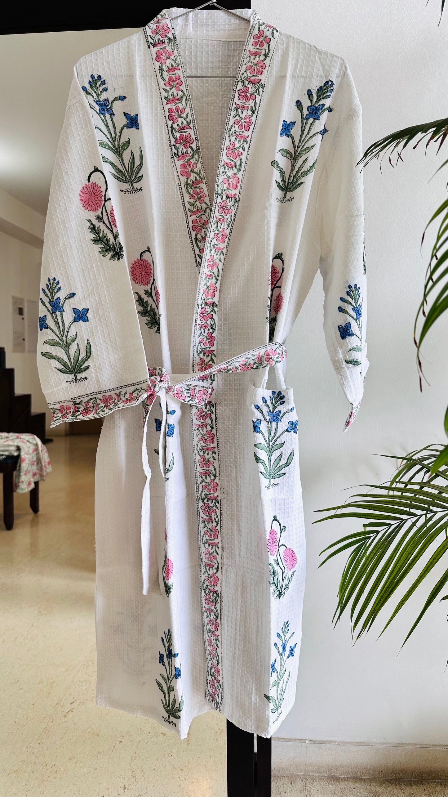 Peony Paradise Waffle Cotton Bathrobe