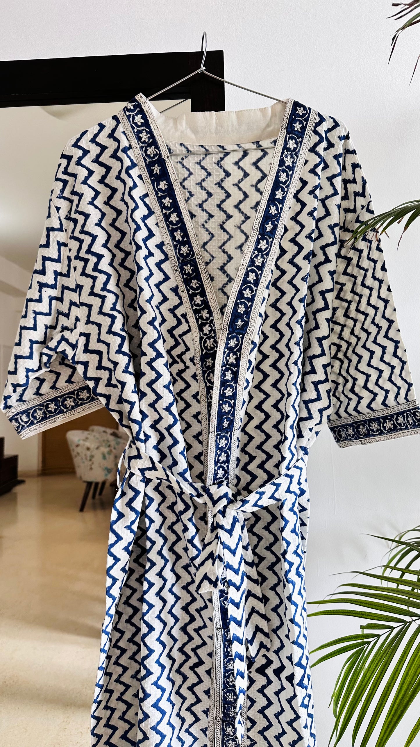 Chevron Chic Waffle Cotton Bathrobe