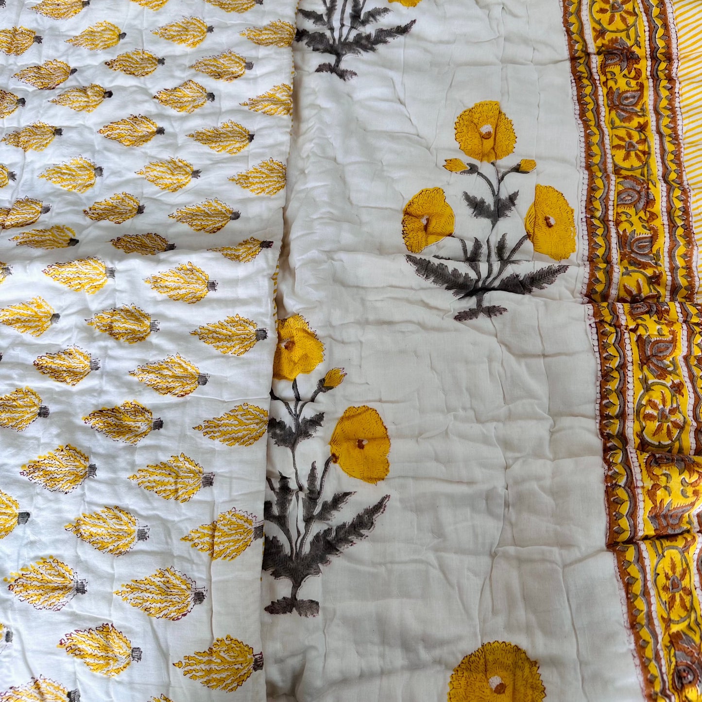 Sunflower Delight Reversible Single Bed Cotton Quilt