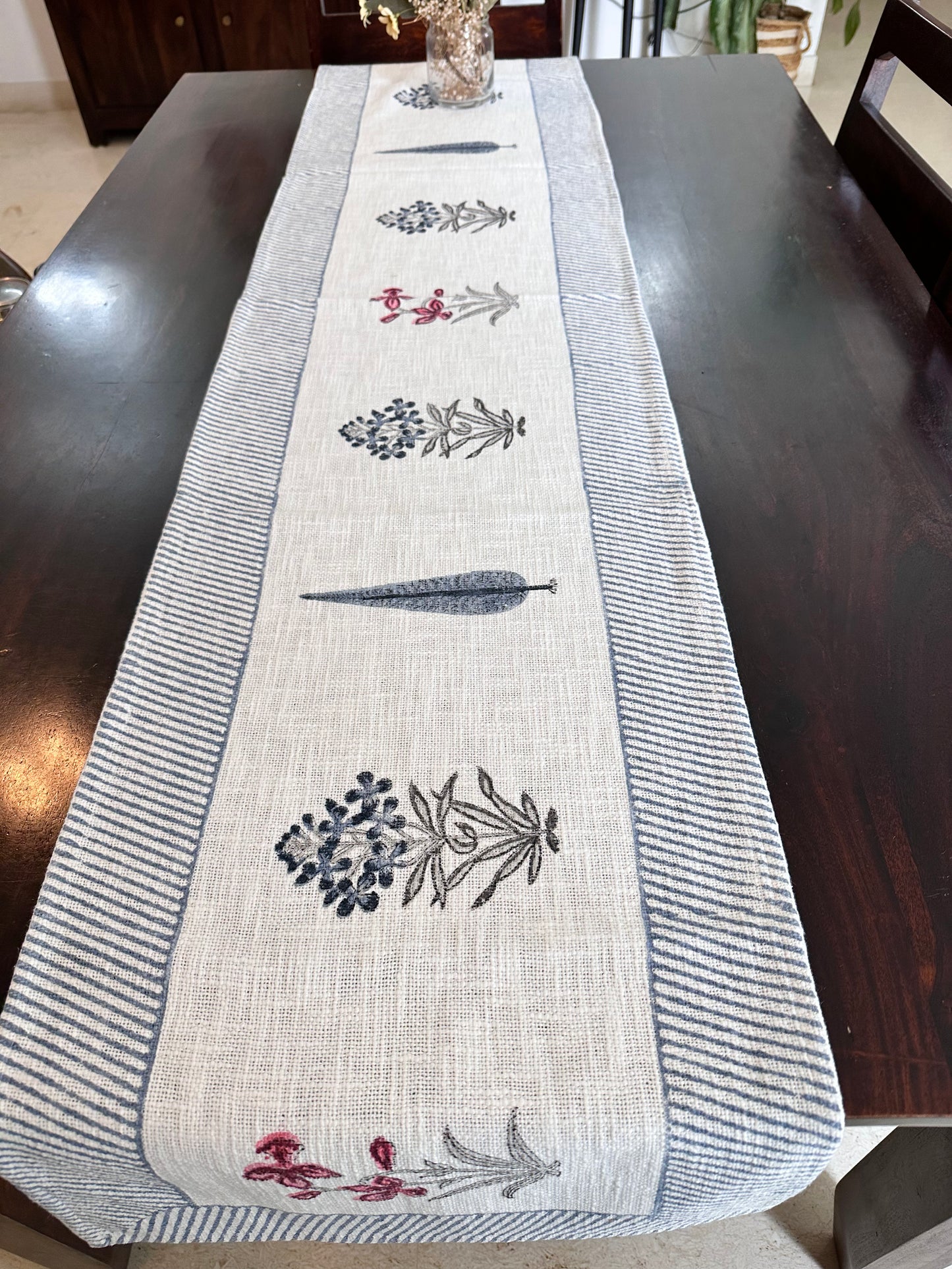 Berry Blue Linen Table Runner