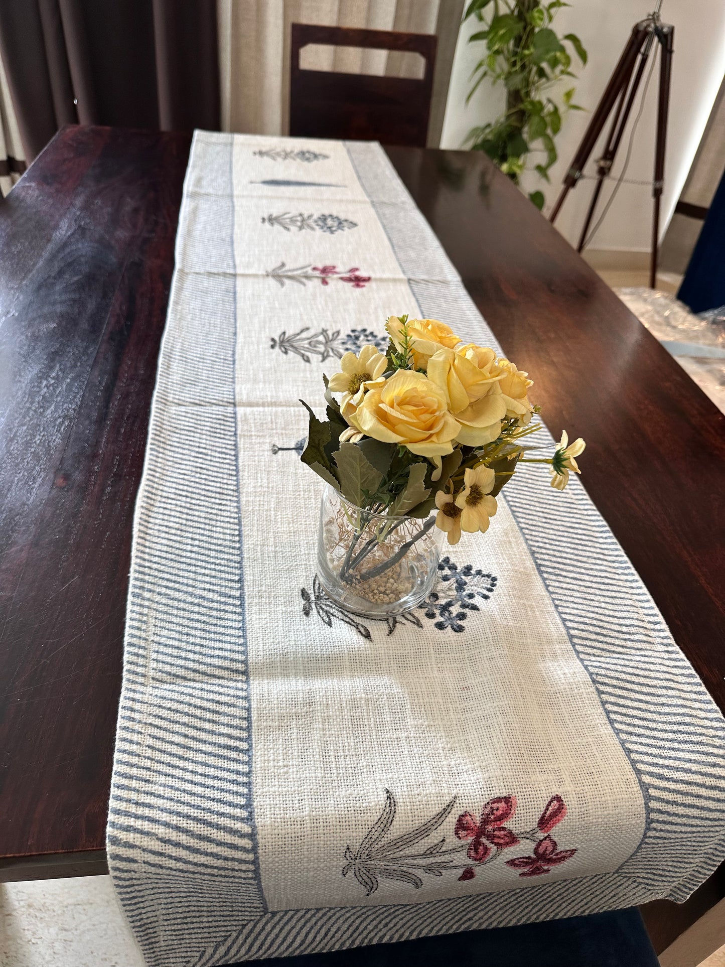 Berry Blue Linen Table Runner