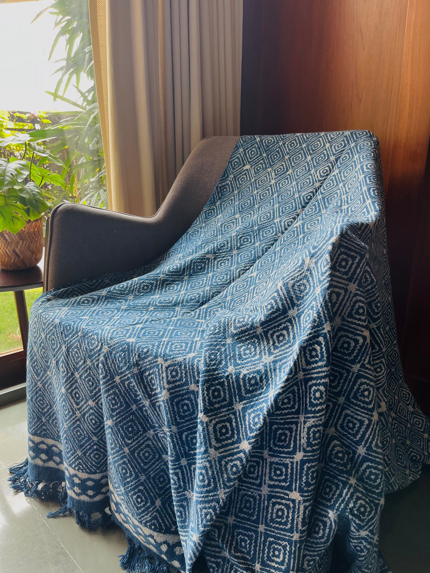 Indigo Whimsical Sofa Throw