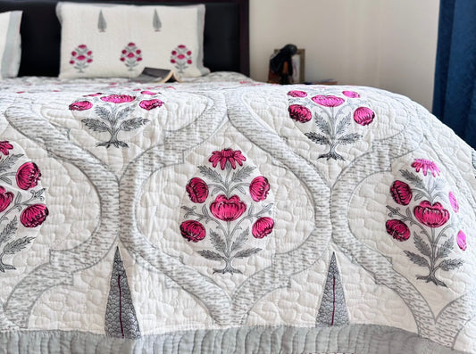 Juliana Red Quilted Reversible Bedcover