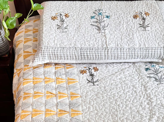 The Charming Yellow Quilted Bedcover