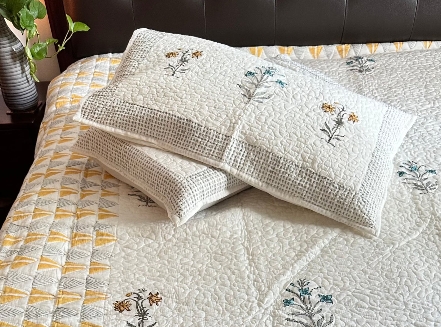 The Charming Yellow Quilted Bedcover