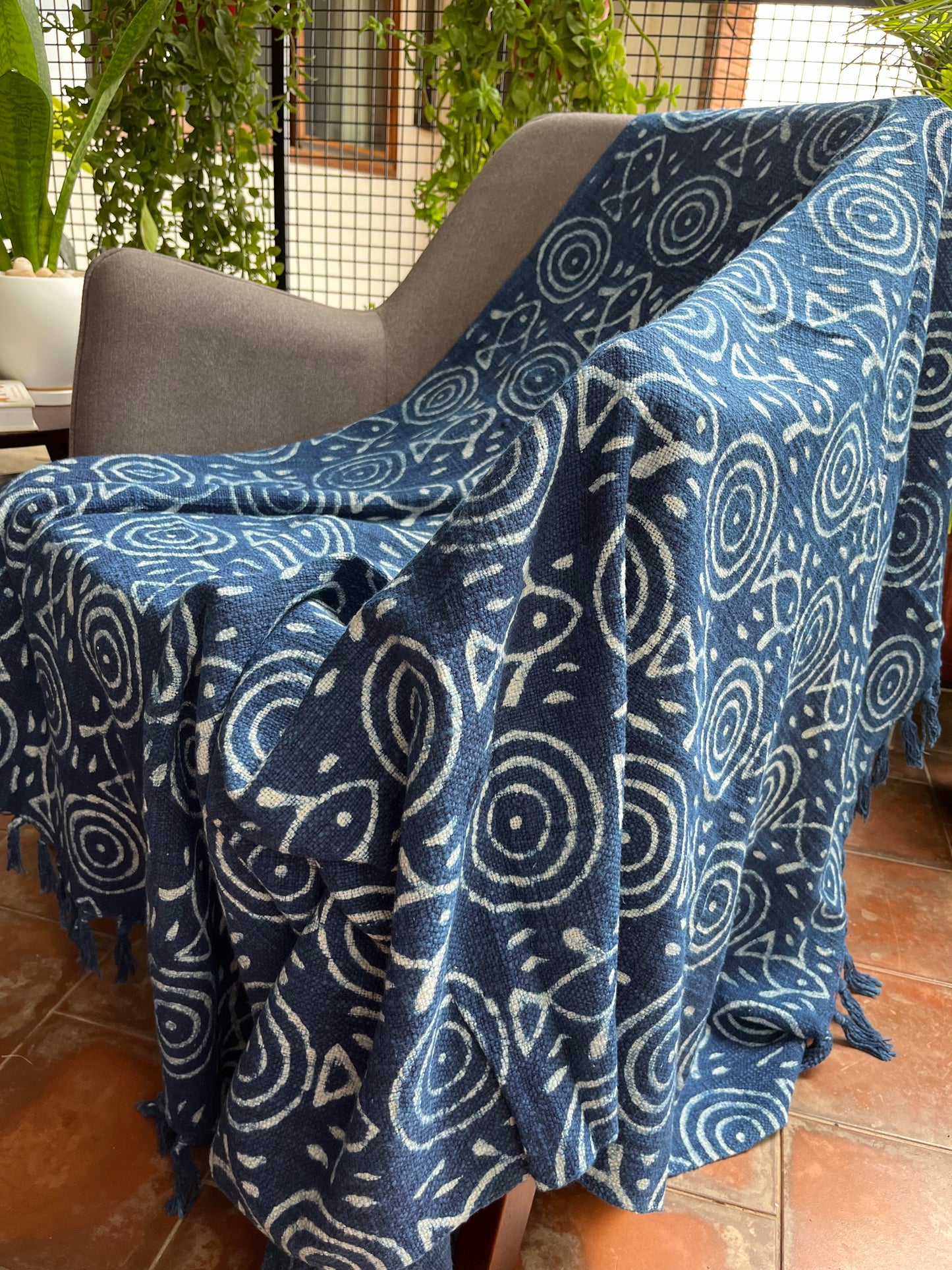 Indigo Oasis Sofa Throw