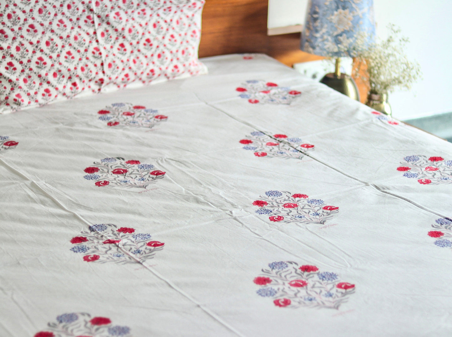 Red Floral Bedsheet