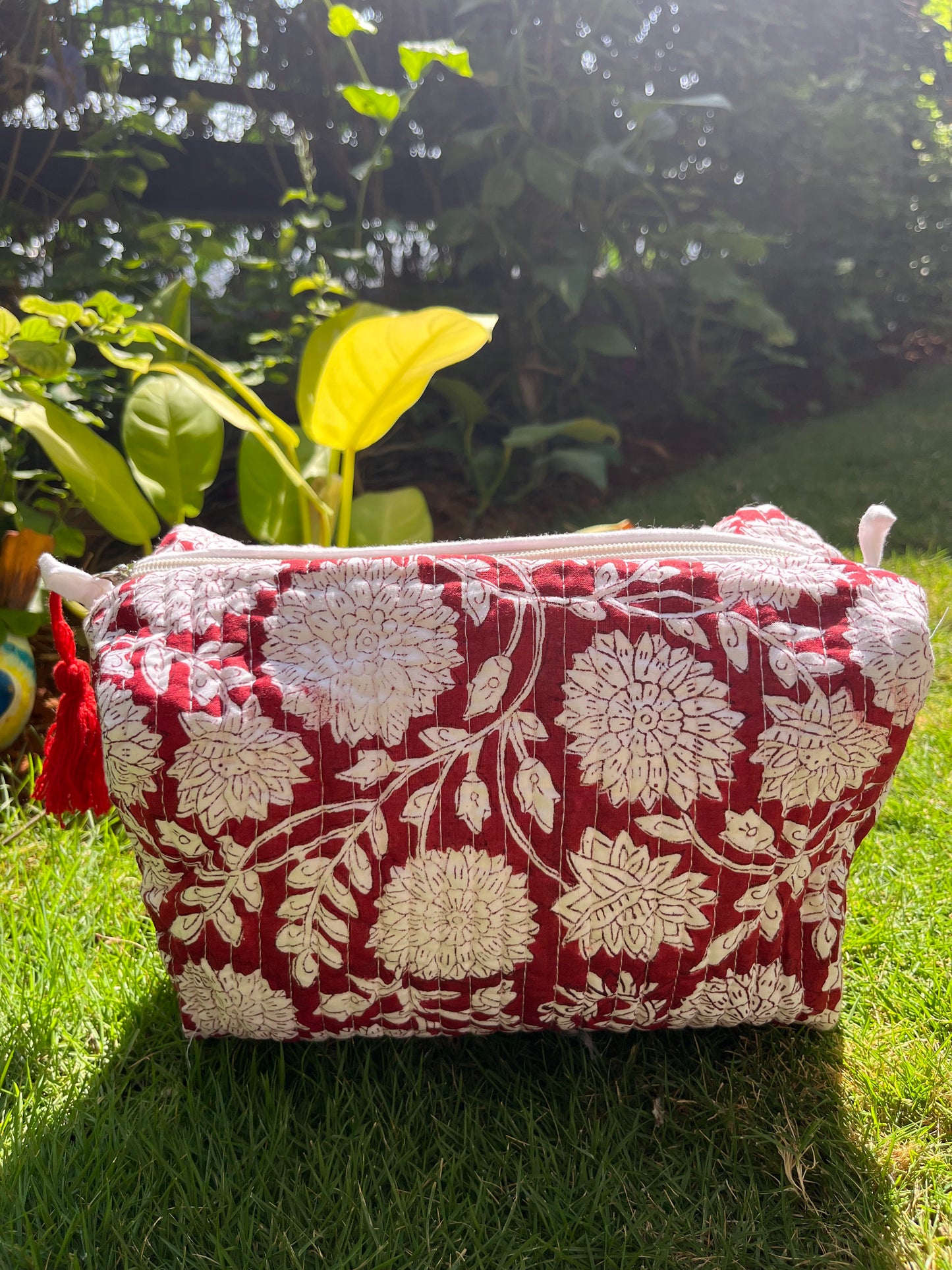 Multipurpose Pouch - Red & White floral