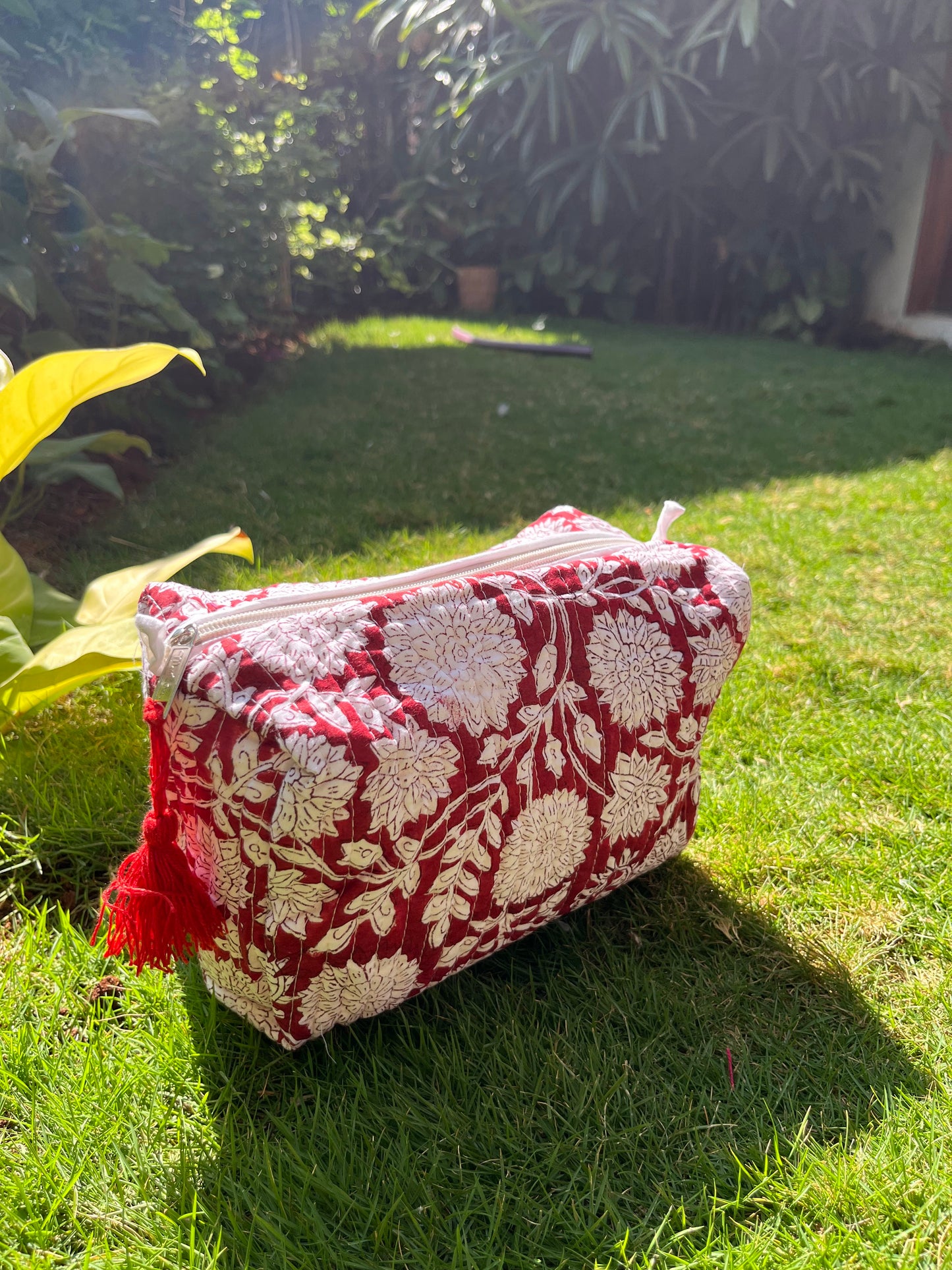 Multipurpose Pouch - Red & White floral