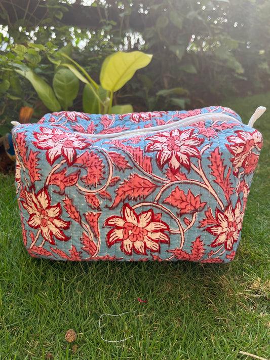 Multipurpose Pouch - Red & Grey Floral